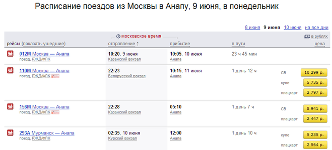 Москва анапа жд билеты цена расписание