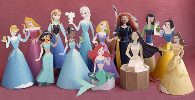 принцессы Диснея 3D из бумаги "паперкрафт"