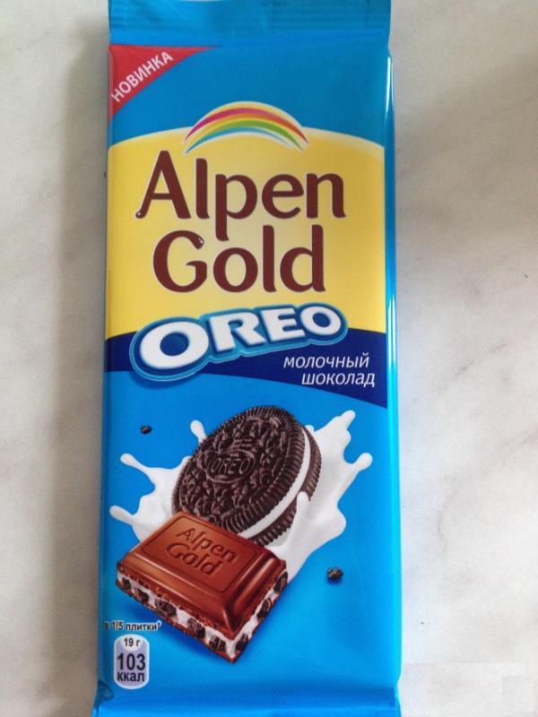 Шоколад Альпен Гольд (Alpen Gold) с печеньем "Орео" (Oreo)