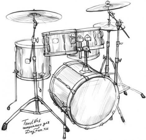 Как нарисовать барабан карандашом поэтапно