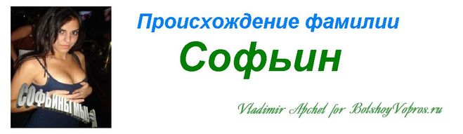 происхождение фамилии Софьин, Софьина, женские фамилии