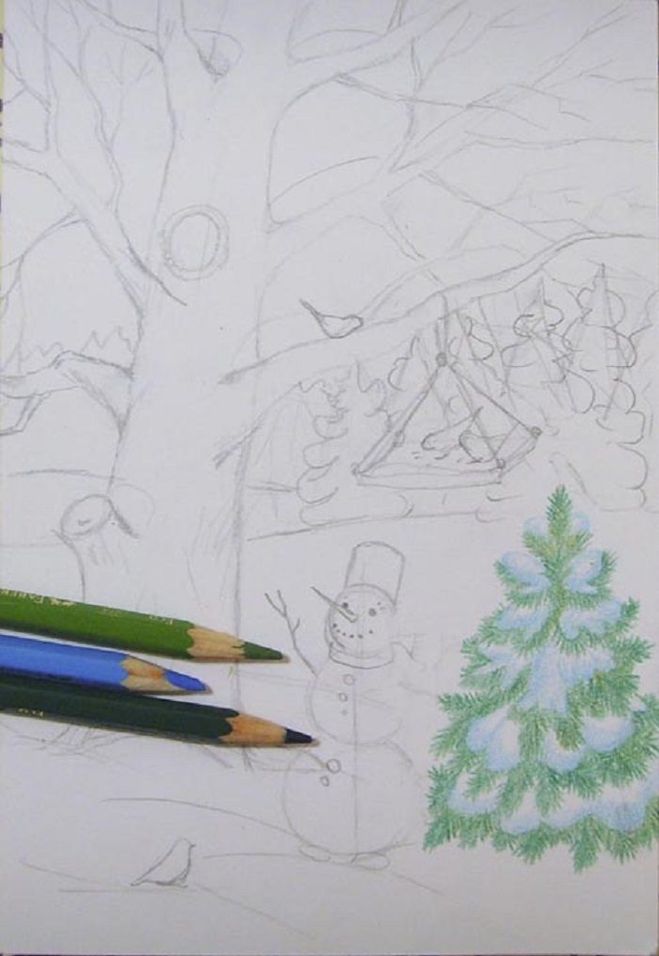 Окруж мир 2 класс Как нарисовать рисунок Красота зимы карандашом поэтапно