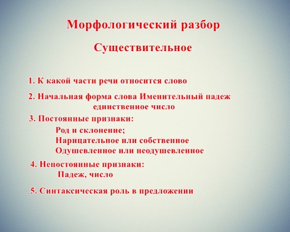 Каков план морфологического анализа слов