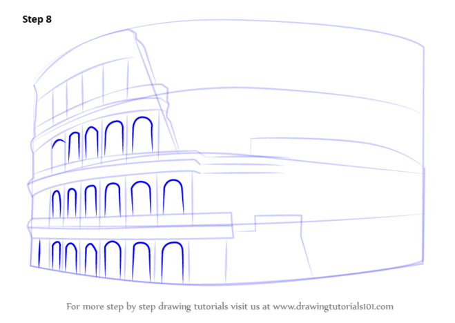 как нарисовать Рим поэтапно, как нарисовать Колизей