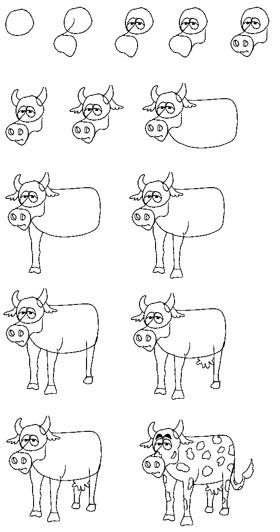как нарисовать корову