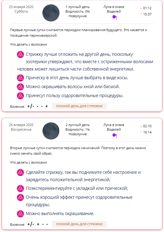 Календарь лунный 2020 год стрижки волос Лунные дни влияние на стрижку