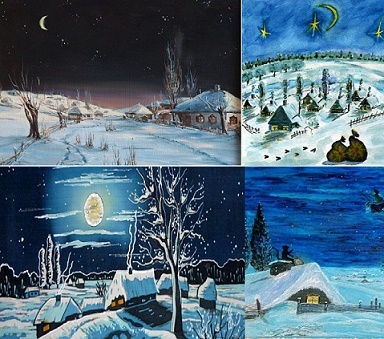 Как нарисовать ночь перед Рождеством
