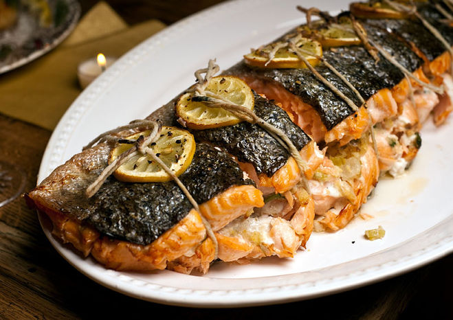 Рецепт фаршированный лосось в духовке
