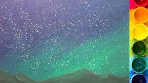 зимнее ночное небо акварелью