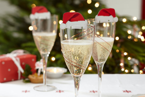 украшение на бокалы шампанского на новый год