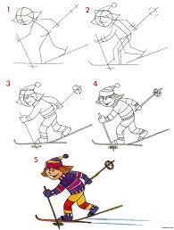 как нарисовать лыжника