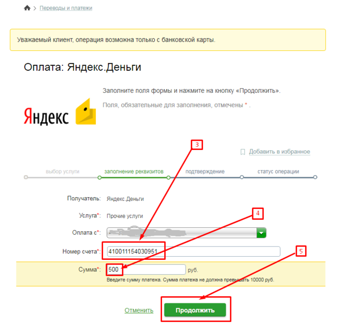 Перевод с карты сбербанка на яндекс деньги