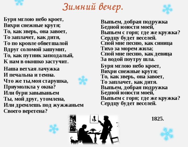 Пушкин Зимний вечер