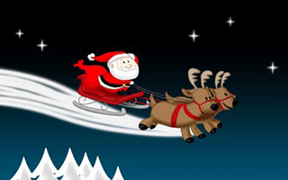 открытка с Дедом Морозом и оленями