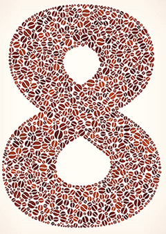 поделка из зерен кофе цифра "8" в подарок на 8 марта своими руками схема