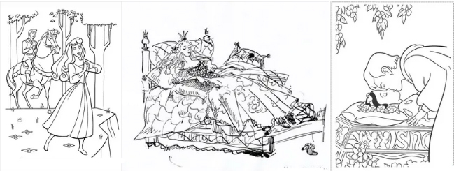 Раскраски, иллюстрации к сказке "Спящая царевна" Жуковского