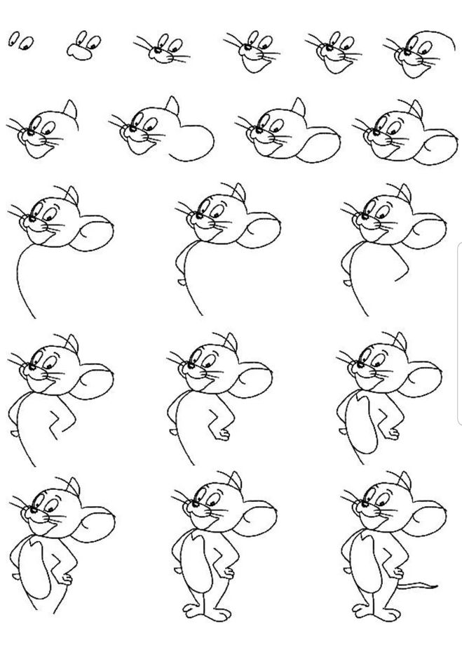 как нарисовать Микки и Минни Маус