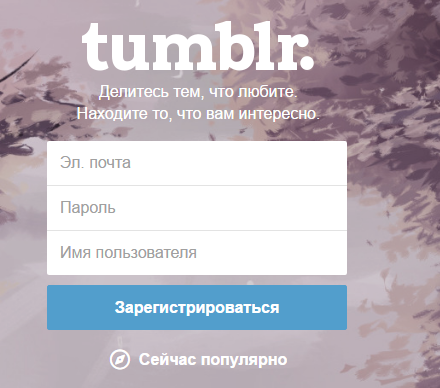 регистрация в tumblr