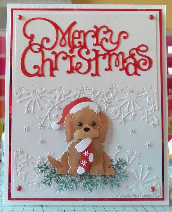 открытка с собакой на Новый год своими руками