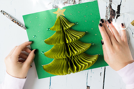 елка для открытки на Новый год мастер-класс