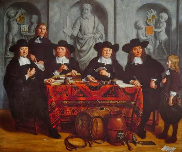 Групповой портрет членов правления гильдии бондарей и сборщиков винных налогов", 1673 Гербранда ван ден Экхаута