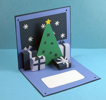 открытка с елкой внутри на Новый год своими руками