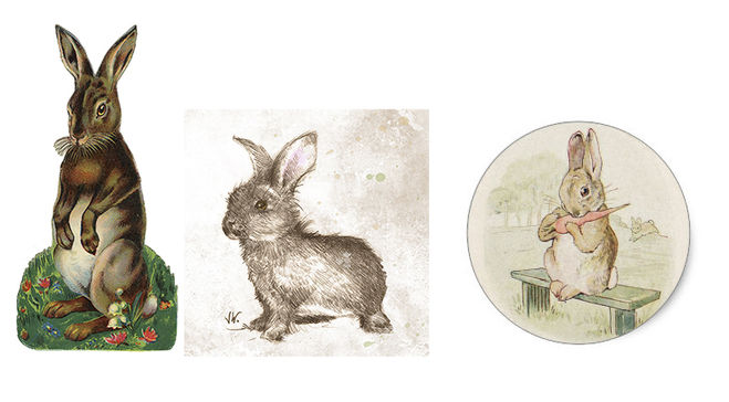 винтажные открытки с зайцем на Пасху