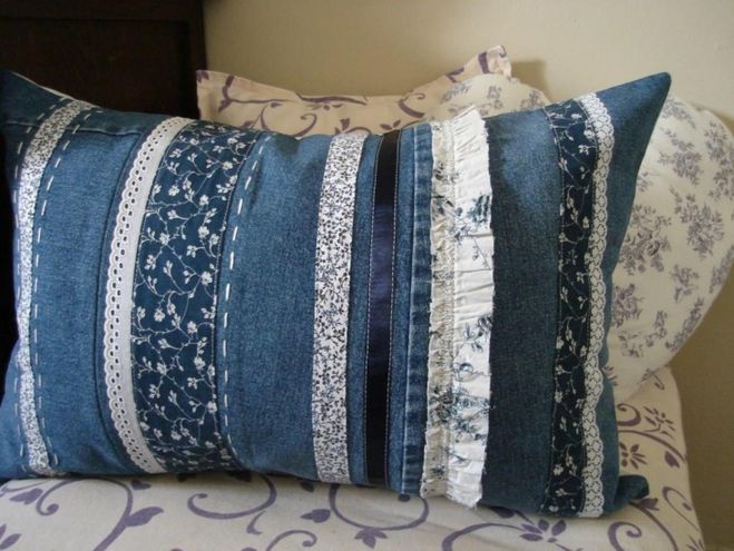 подушки из джинса
