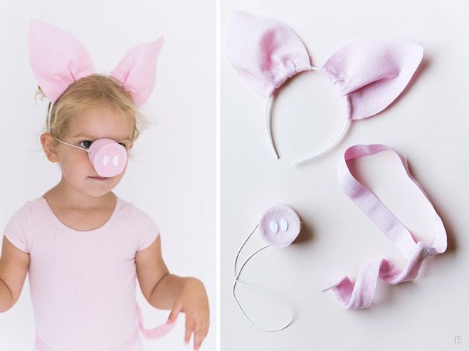 как сделать уши свиньи и хвост к костюму свинь