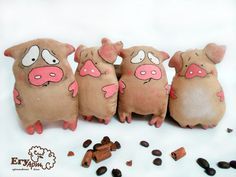 новогодняя поделка свинья из макарон, кофейая свинка своими руками, выкройки кофейной свиньи
