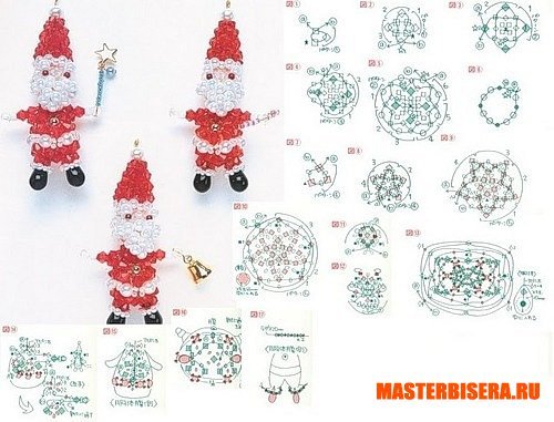 Как сплести из бисера Деда мороза, дед Мороз, Санта , красивые схемы плетения из бисера - подборка на сайте Большой Вопрос.ру