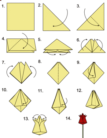 розы оригами схема