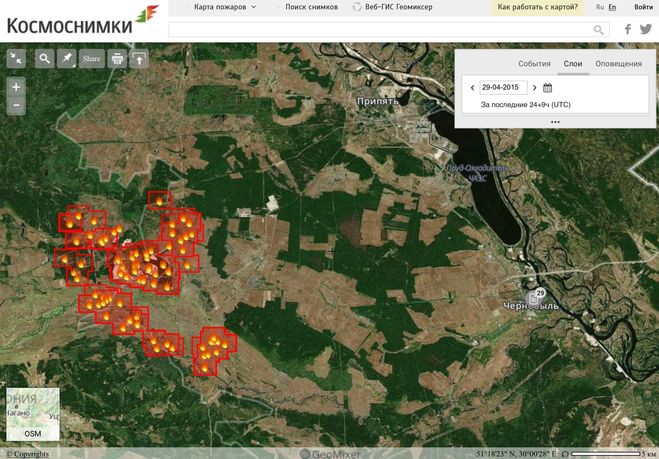 Карта чернобыля и припяти в реальном времени