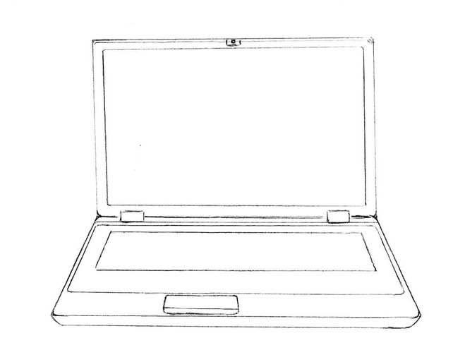 как поэтапно нарисовать ноутбук карандашом