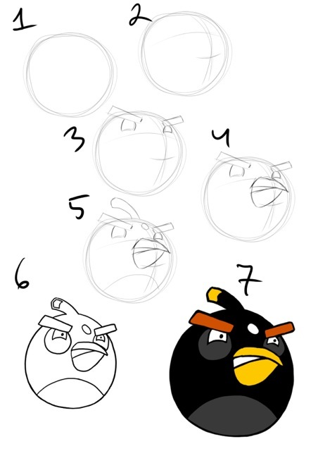 нарисовать Angry Birds