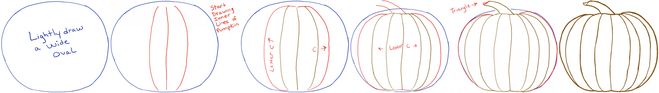 как нарисовать тыкву пошагово карандашом