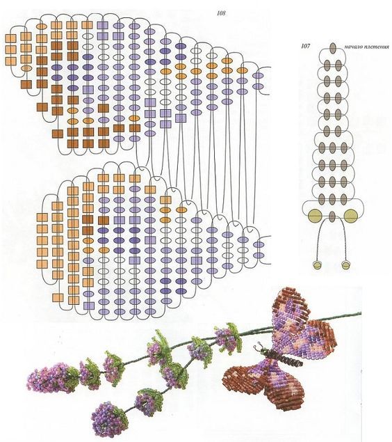 бабочка из бисера плетение своими руками схема