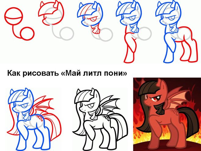 как нарисовать пони