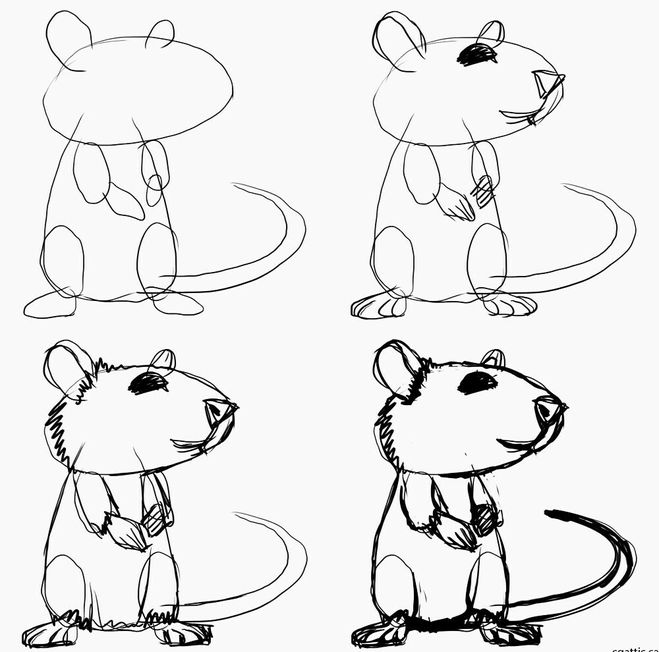 как нарисовать крысу поэтапно