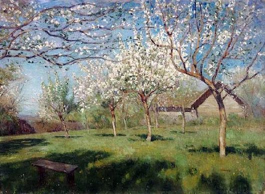 сочинение по картине Левитана "Цветущие яблони"