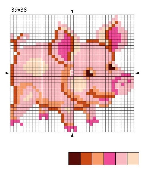 Узор для вязания свинка, поросенок, схемы. Жаккардовый узор свинья, поросенок, свинка Пеппа