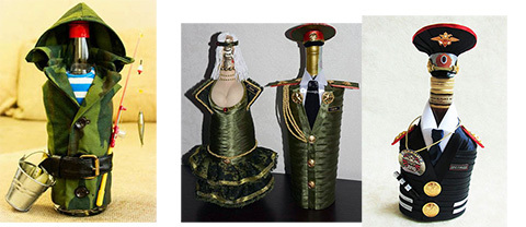 декор бутылки в виде солдата св. руками на 23 февраля