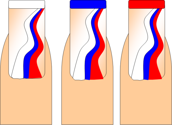 как нарисовать на ногтях российский флаг