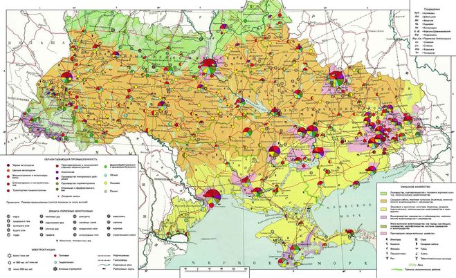 карта запасов полезных ископаемых Украины.