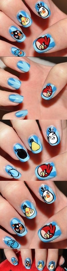 рисунок на ногтях  Angry Birds