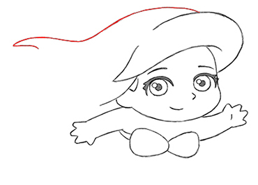 поэтапный рисунок чиби-русалочка Ариэль