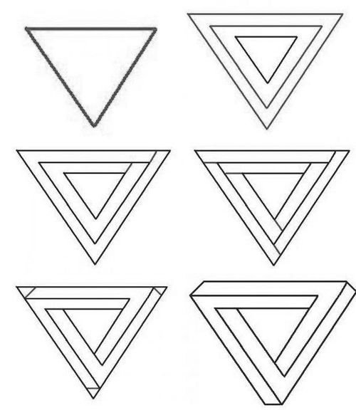 3 D треугольник иллюзия рисование поэтапно