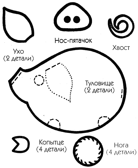 как сшить свинью в стиле пэчворк, выкройки свиньи