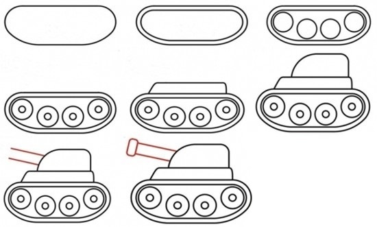 как нарисовать танк с ребенком