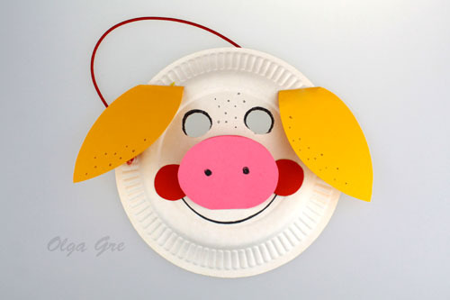 как сделать маску свиньи из одноразовых тарелок, как сделать маску свиньи из одноразовой посуды